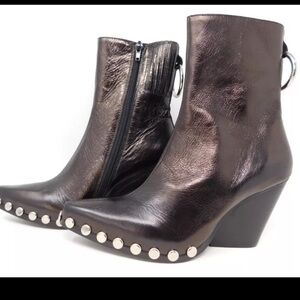 Jeffrey Campbell Black Metallic Studded Ankle Boots